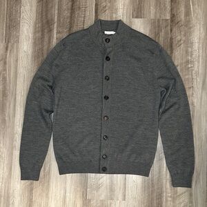 Suitsupply Charcoal Button-Up Merino Wool Cardigan Sweater - 2XL